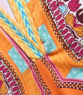 photo Printed Tribal Extraordinary Band Collar Shift Dress by FashionMia, color Orange - Image 6