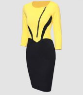 photo Charming Assorted Color with Zip Patchwork Bodycon Dress by FashionMia - Image 6