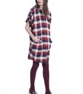 photo The Buttondown Dress by Hatch Collection, Red Blue Box Plaid - Image 2