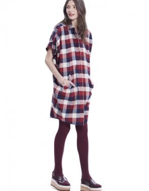 photo The Buttondown Dress by Hatch Collection, Red Blue Box Plaid - Image 2