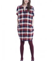 photo The Buttondown Dress by Hatch Collection, Red Blue Box Plaid - Image 1