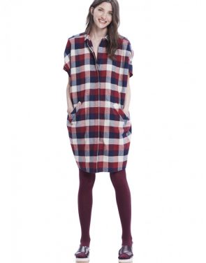 photo The Buttondown Dress by Hatch Collection, Red Blue Box Plaid - Image 1