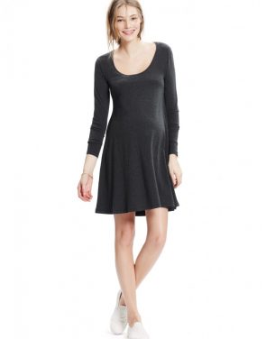 photo The Longsleeve A-Line Dress by Hatch Collection, color Charcoal - Image 3