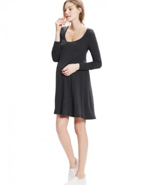 photo The Longsleeve A-Line Dress by Hatch Collection, color Charcoal - Image 6