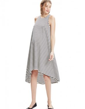 photo The Nantucket Dress by Hatch Collection, color Black Ivory Stripe - Image 1