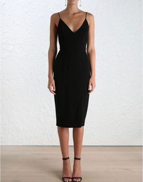 photo Crepe Harness Midi Dress by Zimmermann, Black color - Image 2