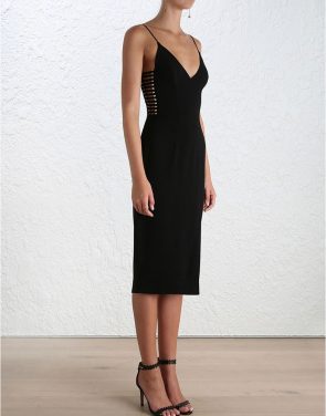 photo Crepe Harness Midi Dress by Zimmermann, Black color - Image 3
