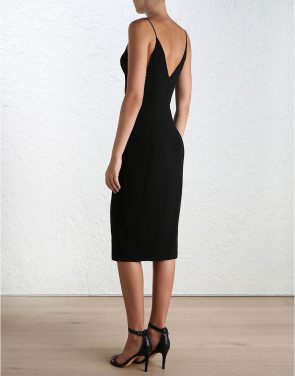 photo Crepe Harness Midi Dress by Zimmermann, Black color - Image 4