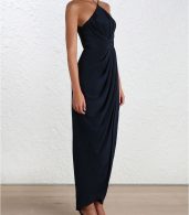 photo Silk Tuck Long Dress by Zimmermann, French Navy color - Image 3