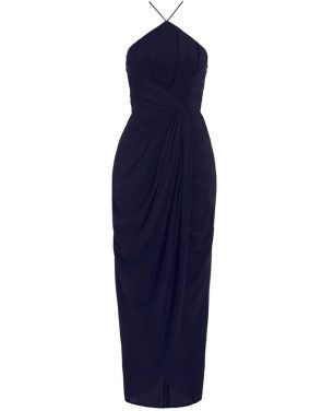 photo Silk Tuck Long Dress by Zimmermann, French Navy color - Image 1