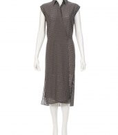 photo Checkered Sleeveless Wrap Tie Dress by T By Alexander Wang 403404F16, Heather Grey color - Image 2