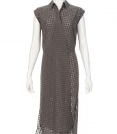 photo Checkered Sleeveless Wrap Tie Dress by T By Alexander Wang 403404F16, Heather Grey color - Image 1