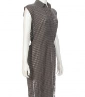 photo Checkered Sleeveless Wrap Tie Dress by T By Alexander Wang 403404F16, Heather Grey color - Image 4