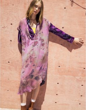 photo Shirred Combo Dress by Raquel Allegra Y64-6406F16, Rose Quartz Tie Dye color - Image 3