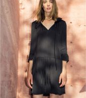 photo Ruffle Neck Dress by Raquel Allegra Y66-6469F16, Black color - Image 3
