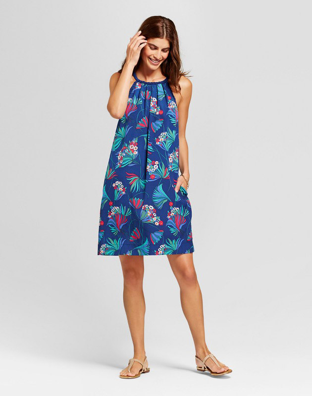 photo All Over Floral Printed Halterneck Dress with Braided Detail by Isani for Target, color Navy Combo - Image 1