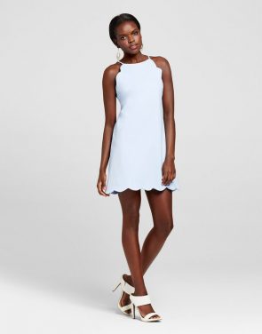photo Scallop Halter Dress by Necessary Objects, color Blue - Image 1