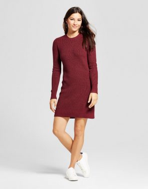 photo Textured Sweater Dress by A New Day, color Burgundy - Image 1