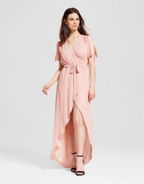 photo Wrap Maxi Dress by S&P by Standards and Practices, color Pink - Image 1