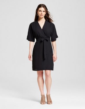 photo Kimono Sleeve Wrap Dress by S&P by Standards and Practices, color Black - Image 1