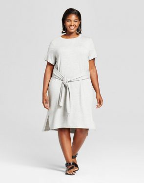 photo Plus Size T-Shirt Dress with Sport Trim by Ava & Viv, color Grey - Image 1