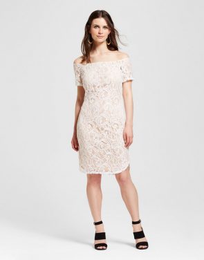 photo Lace Off the Shoulder Dress by Alison Andrews, color White - Image 1