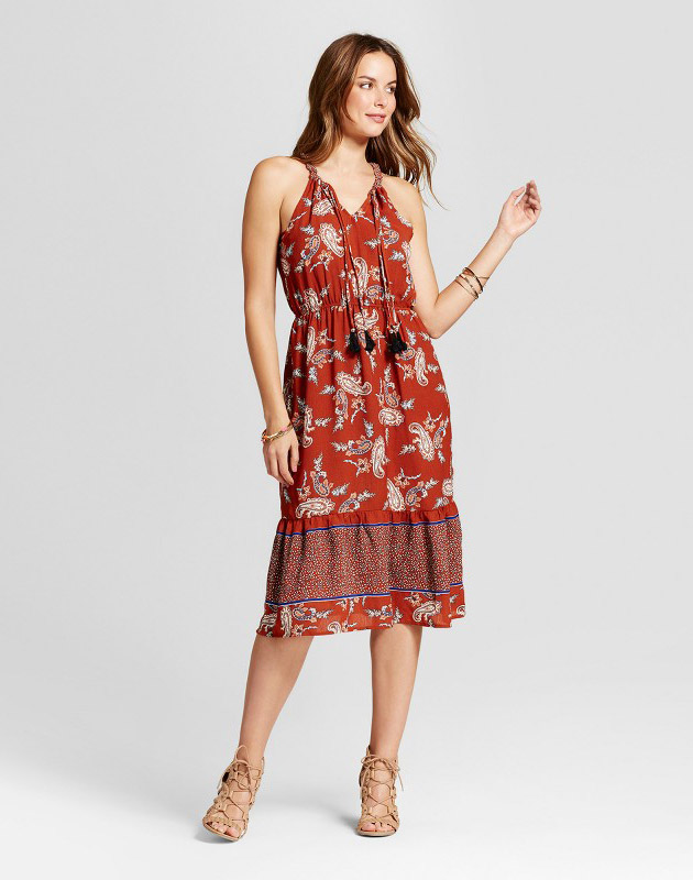photo Paisley Border Print Dress by Knox Rose, color Red - Image 1