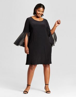 photo Plus Size Bell-Sleeve Dress by Chiasso, color Black - Image 1