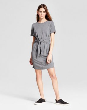 photo Short Sleeve Tie Front Dress by Mossimo, color Grey - Image 1