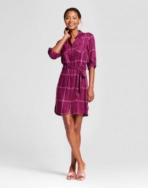 photo Plaid Shirt Dress by A New Day, color Cherry - Image 1