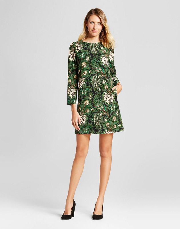 photo Floral Paisley Printed Shift Dress by Isani for Target, color Black/Green - Image 1