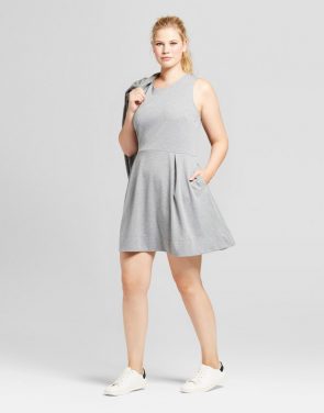 photo Plus Size Ponte Fit & Flare Dress by A New Day Gray, color Grey - Image 1