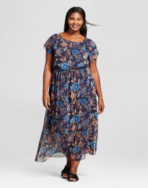 photo Plus Size Floral Short Sleeve Maxi Dress by A New Day, color Multi - Image 1