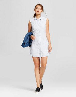 photo Ruffle Sleeveless Shirt Dress by A New Day, color Cream - Image 1