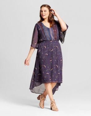 photo Plus Size Easy Waist Woven Print Dress by Xhilaration, color Blue - Image 1