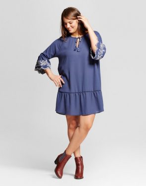 photo Plus Size Embroidered Dress by Grayson Threads, color Dark Blue - Image 1