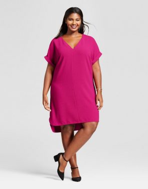 photo Plus Size Short Sleeve Crepe Dress by A New Day, color Magenta - Image 1