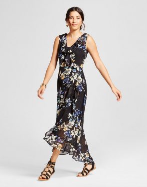 photo Floral Printed Faux Wrap Ruffle Maxi Dress by Spenser Jeremy, color Multi - Image 1
