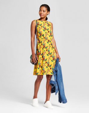 photo Floral Crepe Tank Dress by A New Day, color Yellow - Image 1