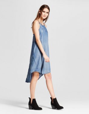 photo Tencel Hi Lo Halter Dress by S&P by Standards and Practices, color Blue - Image 1