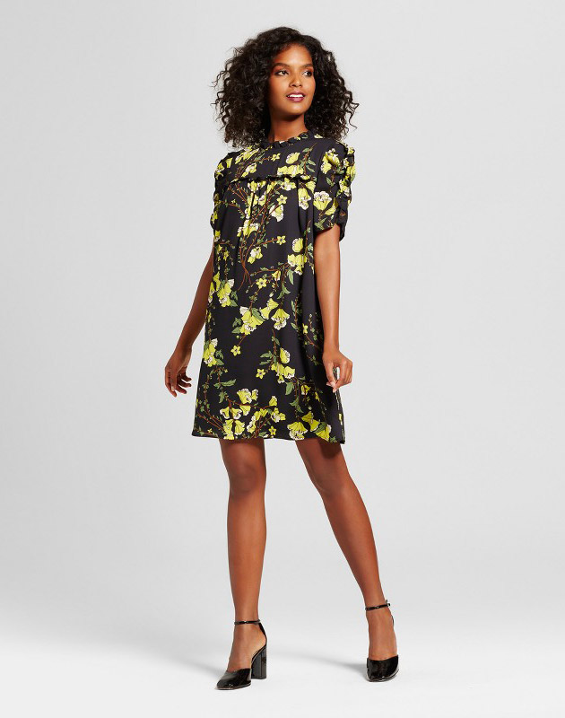 photo Drapey Doll Dress by Who What Wear, color Black Floral - Image 1
