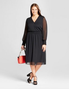 photo Plus Size Smocked Waist Dress by Who What Wear, color Black - Image 1