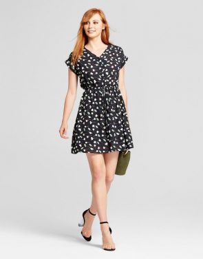 photo Printed V-Neck Dress by Layered with Love, color Black Green White - Image 1