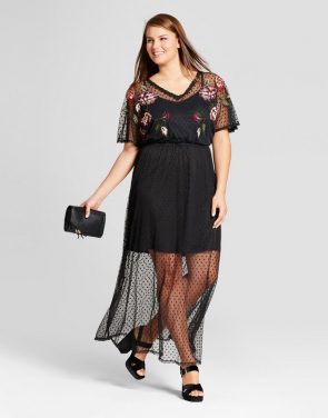 photo Plus Size Mesh Embroidered Dress by Xhilaration, color Black - Image 1