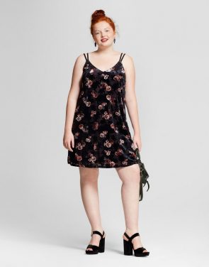photo Plus Size Velvet Dress by Xhilaration, color Black Floral Print - Image 1