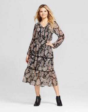 photo Printed Button Front Midi Dress by Knox Rose, color Multi - Image 1