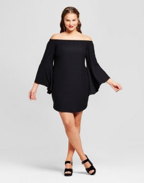 photo Plus Size Off the Shoulder Dress by No Comment, color Black - Image 1