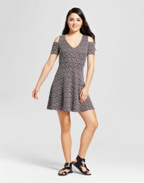 photo Printed Cold Shoulder Jacquard Dress by Necessary Objects, color Multi - Image 1