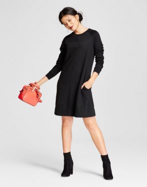 photo Fleece Swing Dress by A New Day, color Black - Image 1