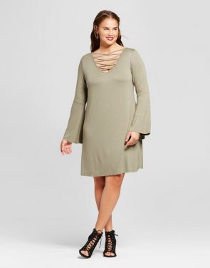 photo Plus Size Bell-Sleeve Swing Dress by No Comment, color Pink - Image 1